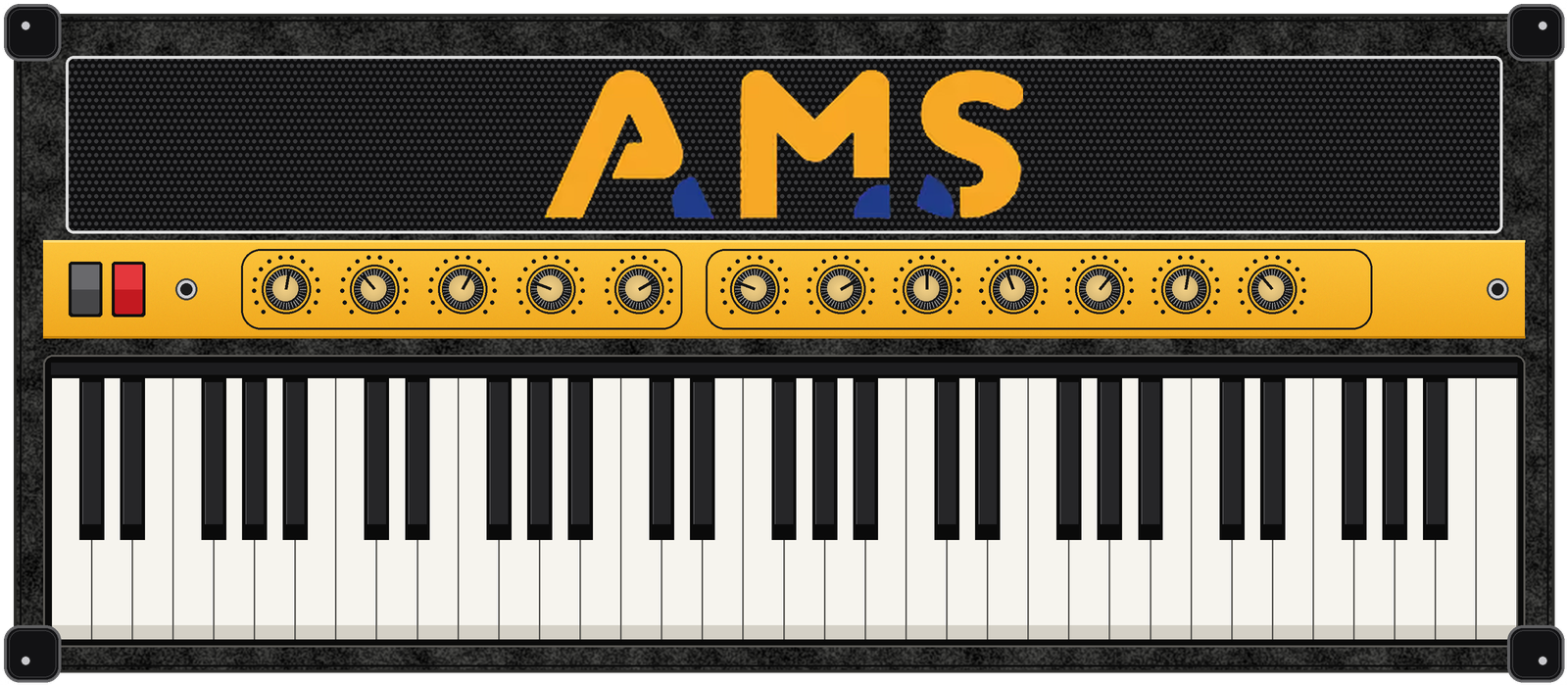 Illustration d’un clavier électronique aux couleurs d’Audio Musique Service